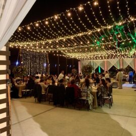 Beach wedding lighting