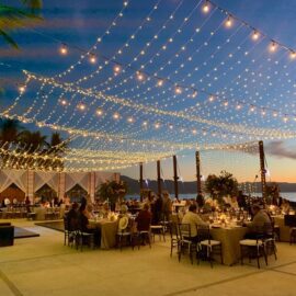 Beach wedding lighting